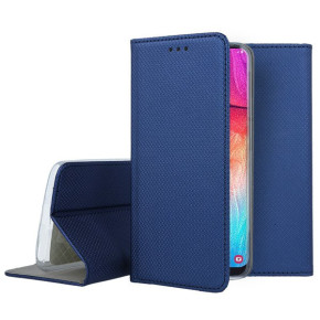 Кожен калъф тефтер и стойка Magnetic FLEXI Book Style за Samsung Galaxy A30s A307F син 